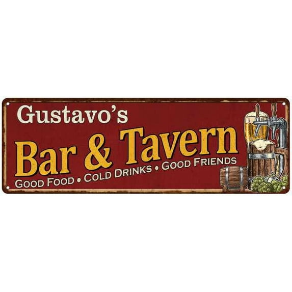 Gustavo's Bar and Tavern Red Chic Sign Man Cave Decor Gift 6x18 106180002409