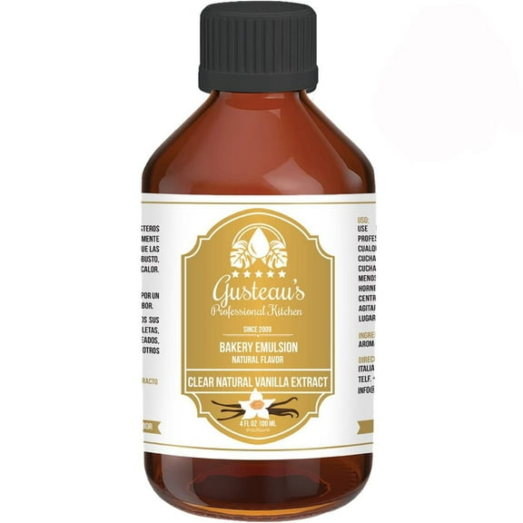 Gusteau's - Clear Vanilla Flavor Bakery Emulsion, 4 fl oz (100ml) Alcohol Free, Sugar Free, Kosher (Clear Vanilla)