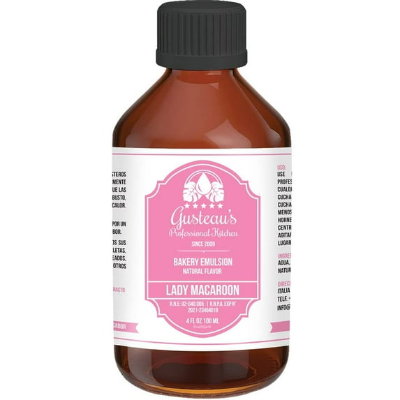 Gusteau's - Lady Macaroon Flavor Bakery Emulsion, 4 fl oz (100ml) Alcohol Free, Sugar Free, Kosher (Lady Macaroon)