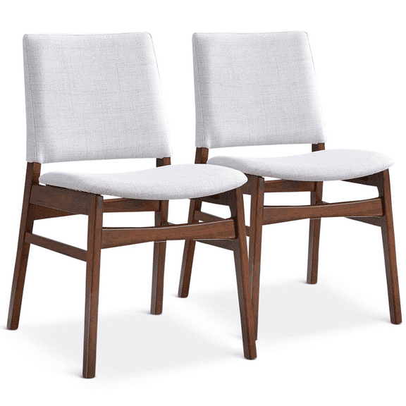 Gusto Mid-Century Modern Fabric Dining Chairs (Set of 2) - Light Gray Upholstered, Solid Wood Frame, Foam Cushion, 22.4"W - Perfect for Dining Room, Kitchen, Living Areas