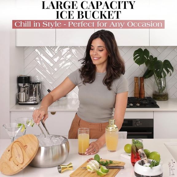 Gusto Nostro 4.1L Insulated Ice Bucket with Lid and Tongs