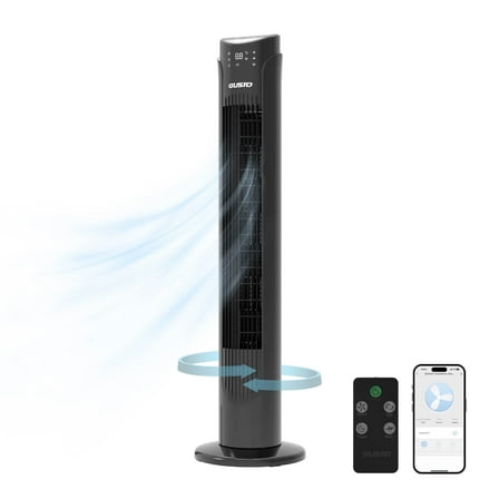 Gusto 33" Bladeless Tower Fan, 3-Speed Electric Fan with LED Display and WiFi Function, Black