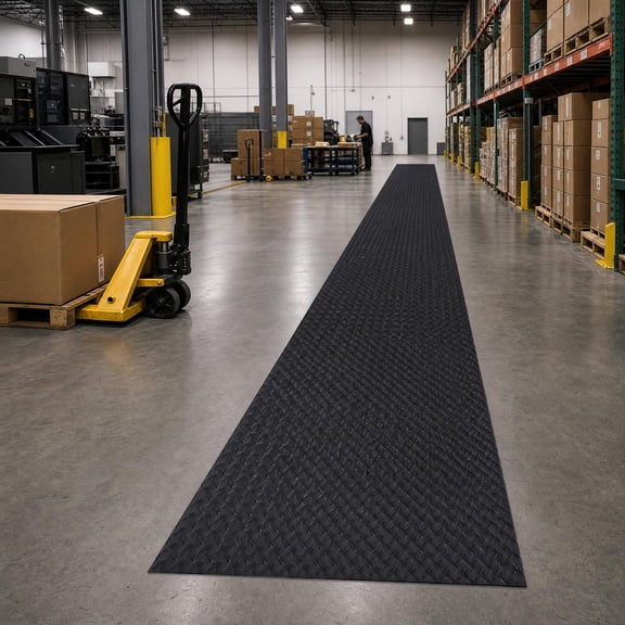 Gustowave 2.8mm Thick Garage Floor Mat, Heavy-Duty Diamond Anti-Slip PVC Mat, Trimmable Waterproof for Garage Basement Warehouse,4×20 ft