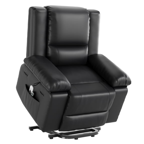 Gustowave Power Lift Recliner Chair, Heat & Massage PU Leather Electric Lift Chair, Adjustable Back and Legs, Heavy‑Duty for Elderly and Mobility‑Impaired Seniors, Black