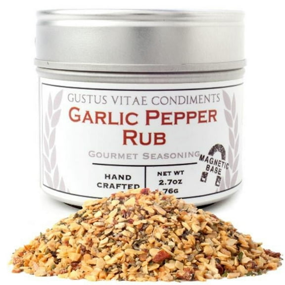 Gustus Vitae 2.1 oz. Garlic Pepper Rub In Magnetic Tins - Pack 4