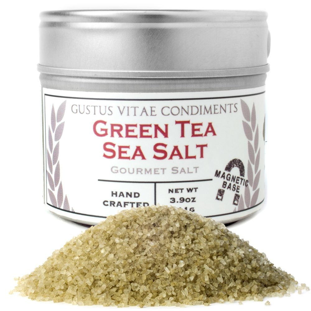 Gustus Vitae's Green Tea Sea Salt, 1 Magnetic Shaker Tin