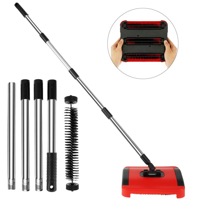 Gustve Carpet Floor Sweeper with Horsehair, Manual Carpet Sweeper