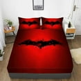 thumbnail image 1 of Gusuhome Boys Bats Fitted Sheet Set Superhero 3D Printing Bedding Set Queen for Teens 2 Piece (1 Deep Pocket and 1Pillowcases) Microfiber Bed Sheet Set for Kids and Man Red Black, 1 of 6