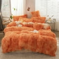 thumbnail image 1 of Gusuhome Shaggy Plush Duvet Cover Set Full Size Ultra Soft Fluffy Comforter Cover Set Luxurious Fuzzy Quilt Cover Set Bedding Set 3Pcs (1Duvet Cover + 2Pillowcases) with Zipper Closure Orange Ombre, 1 of 5