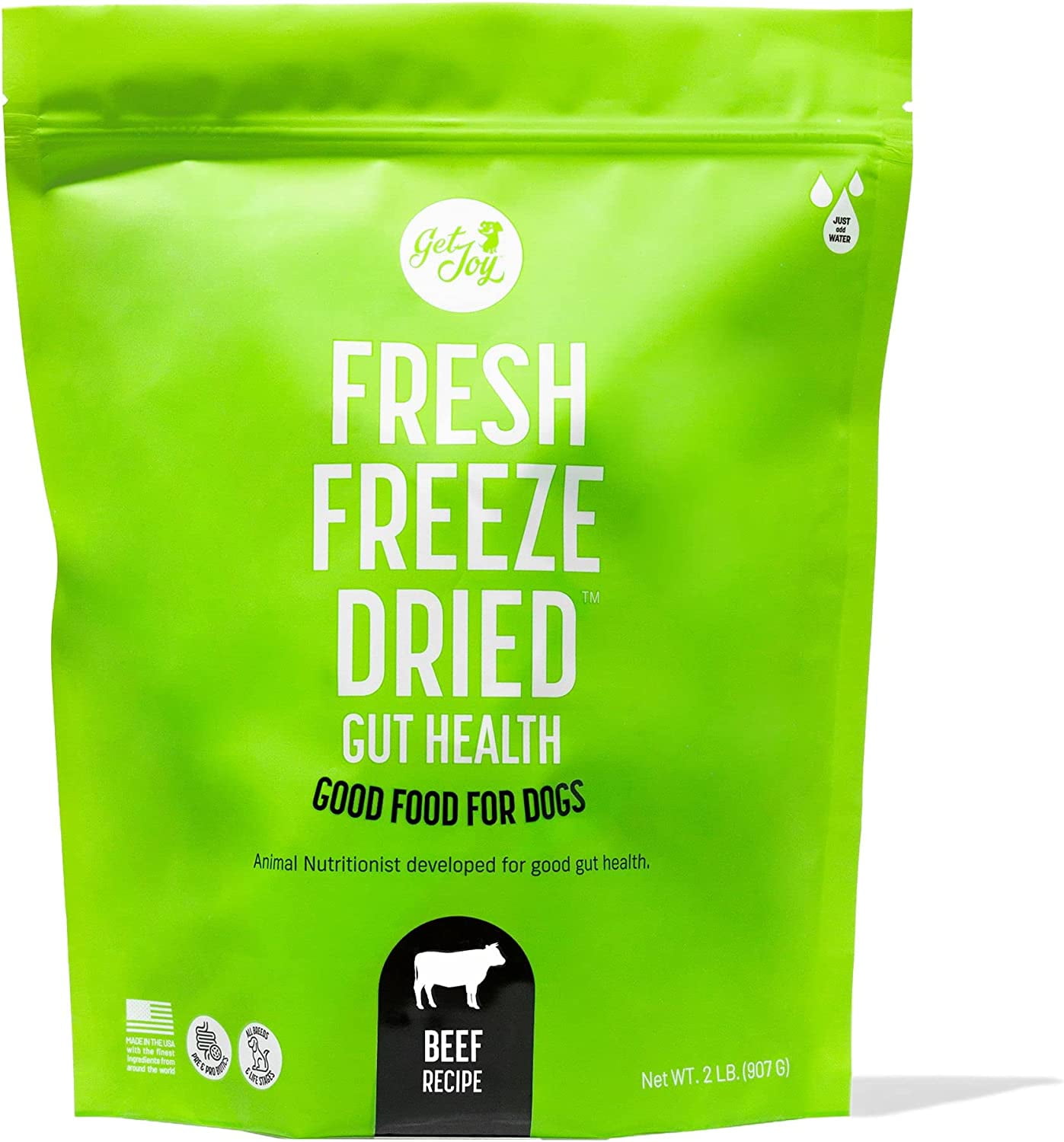 Gut Health Fresh Freeze Dried Raw Meal, Beef Recipe, 32 Ounce Bag, Dog