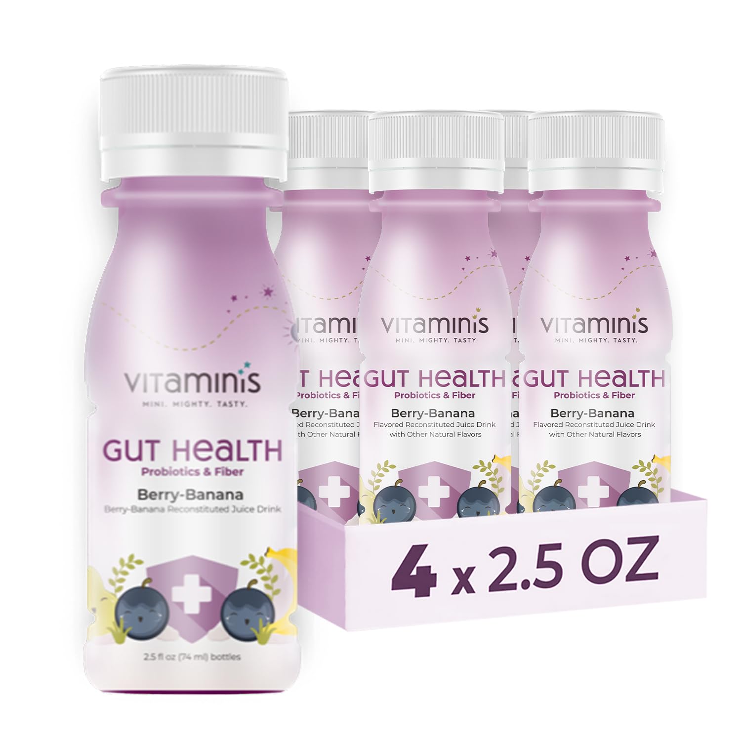 Gut Health Shot Berry Banana Juice with and Fiber for Digestive Health