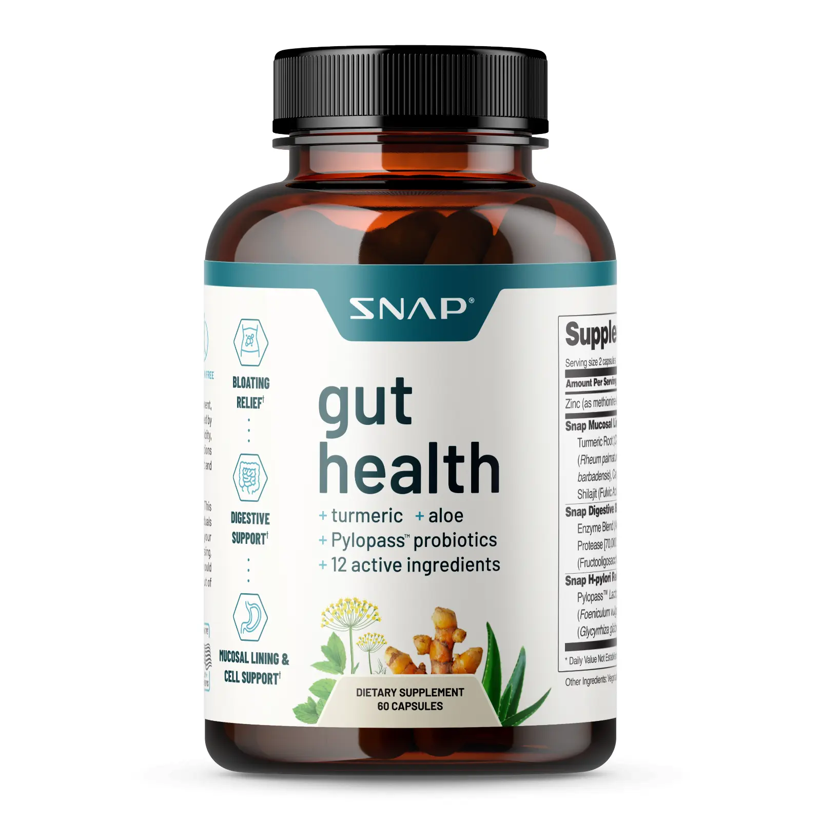 Gut Health Supplements Digestive Enzymes, Bloating Relief (60
