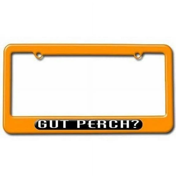 Gut Perch, Hunting, Fishing License Plate Tag Frame, Orange Color