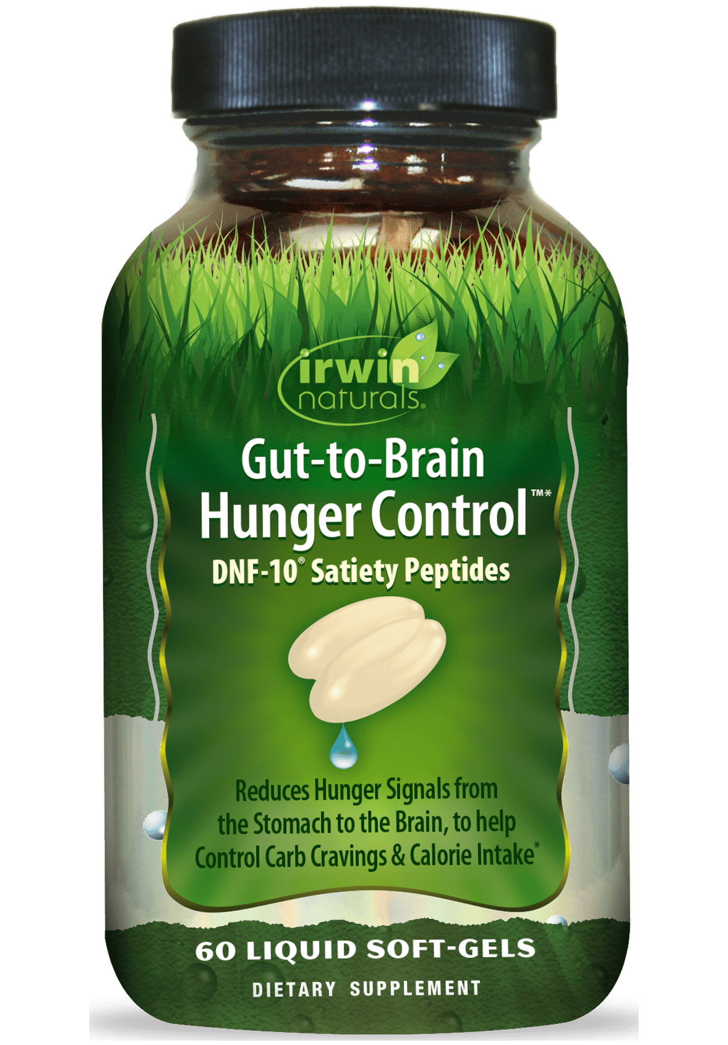 Irwin Naturals Gut-to-Brain Hunger Control - Help Control Carb Cravings and Calory Intake - 60 Liquid Soft-Gels