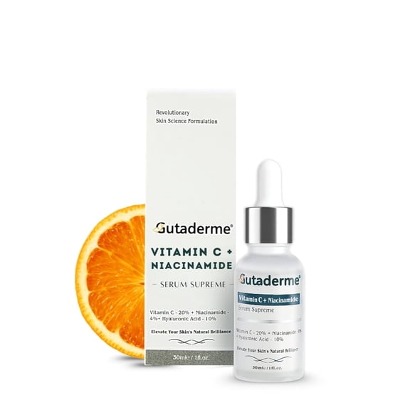Gutaderme Vitamin C + Niacinamide Serum for Face-Dark Spot, Hydration, Radiance, Hyperpigmentation, Blemishes, Skin Texture & radiance & Hylunaric Acid Moisturizer, 30ml/f1 oz