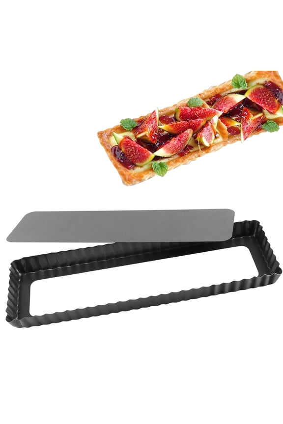 Gutdoor Rectangular Tart/Quiche Pan Carbon Steel 14 Inch Non-Stick Quiche Pie Pan with Removable Bottom Tart Pan for Pies, Quiche Bakeware, Cheese Cakes, Desserts