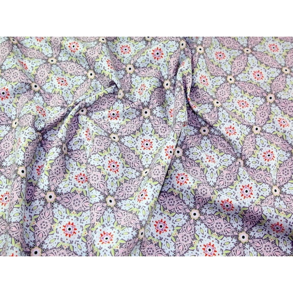 Gutermann 100% Cotton Fabric, Gray Flowers Geometric Print for Quilting, Dressmaking & Bag Making, 55" Wide, By the Yard