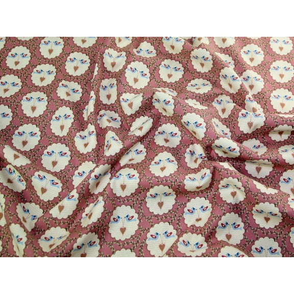 Gutermann 100% Cotton Fabric, Rose Pink Birds Heart Print for Quilting, Dressmaking & Bag Making, 55" Wide, By the Yard