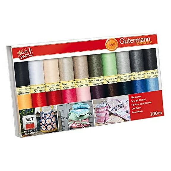 Gutermann Classic Colourful Sew All Thread Set 20 x 100m Reels 100% Polyester