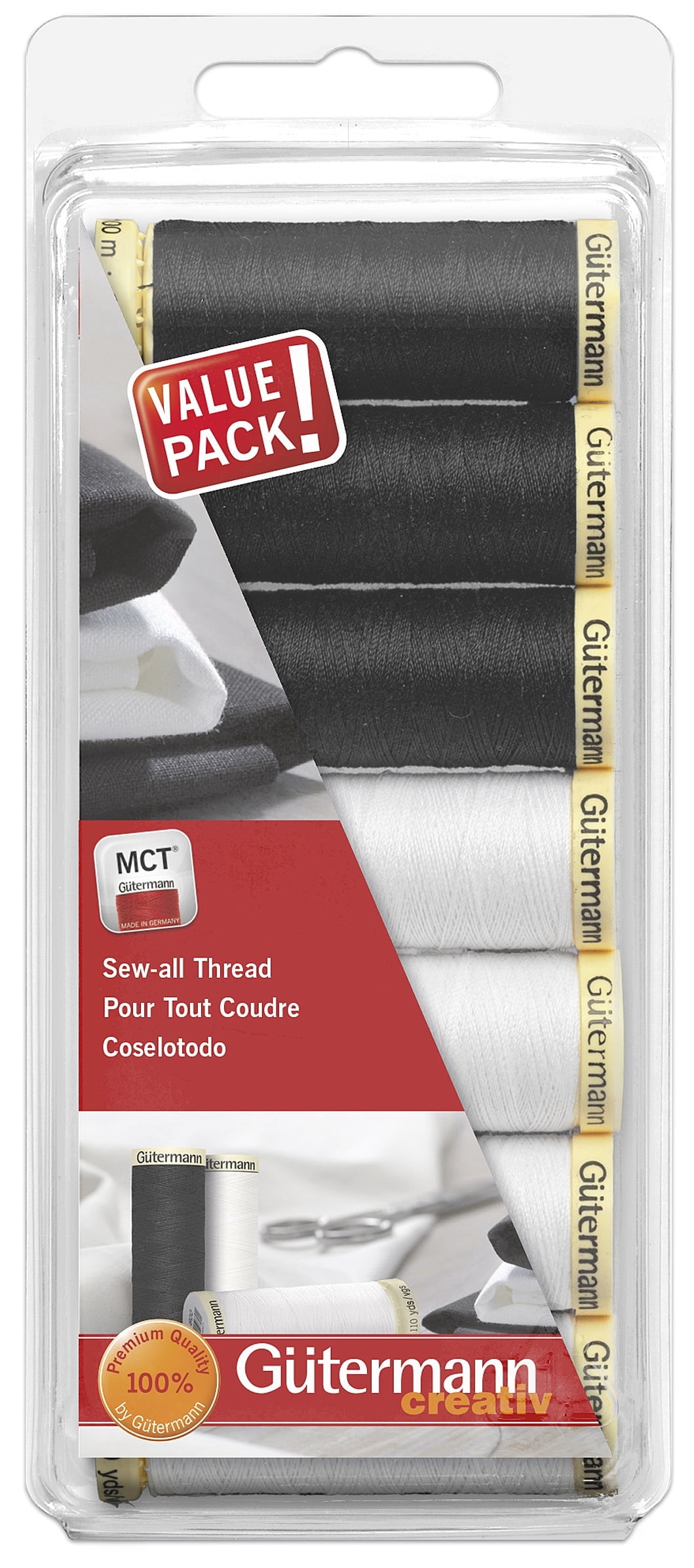 Gutermann Sew-All Polyester Thread Set - 7 Spools-Black & White ...