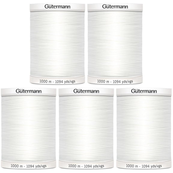 Gutermann Sew-All Thread 1,094yd, Nu White - 5 Pack