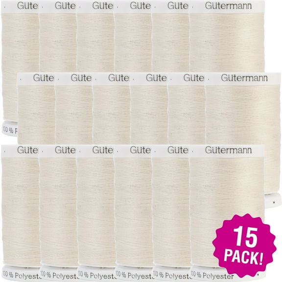 Gutermann Sew-All Thread 547yd - Eggshell, Multipack of 15