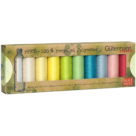 Gutermann rPET Polyester Sew-All Thread Set - 10 Spools-Pastel