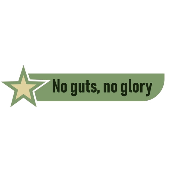 No Guts No Glory Quotation with Star Vinyl Wall Decal - Famous American Army Motivational Phrases and Sayings Word Art for Boy's and Men's Room Wall Decoration 5" x 20"