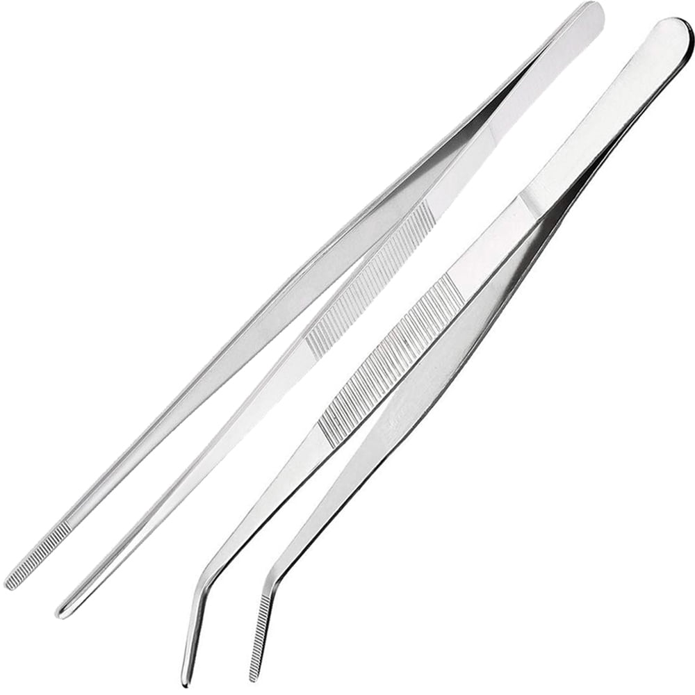 Gutsdoor 2pcs Kitchen Tweezers Set Stainless Steel Tongs Long Handle