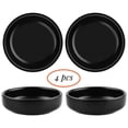 thumbnail image 1 of Gutsdoor 3.5" Ceramic Soy Sauce Dishes Dipping Dishes Set of 4 Small Porcelain Side Dish Multipurpose Dishware Single Color Black Seasoning Bowls, 1 of 9