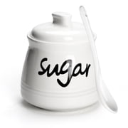 Gutsdoor Ceramic Sugar Bowl with Lid and Spoon 12 Ounces Porcelain Jar Dispenser Coffee Sugar ContainerWhite