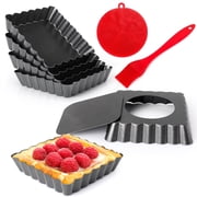 Gutsdoor Mini Tart Pans Square 4 inch 6pcs with Removable Bottom, Nonstick Quiche Pan Mini Pie Pans