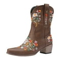 thumbnail image 1 of YLYL Cowboy Boots for Women Ankle Cowgirl Boots Western Flower Embroidered Heel Stitched Retro Boots, 1 of 7