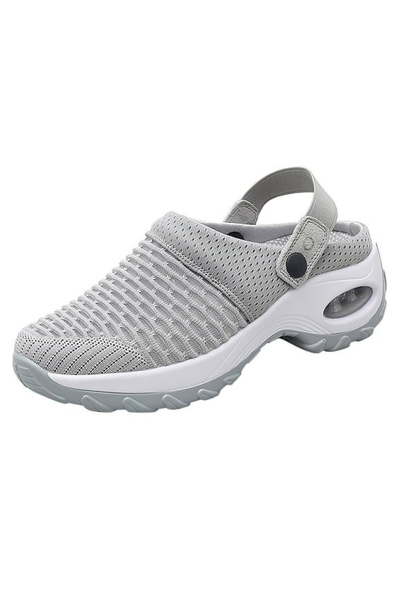 Ladies Lightweight Knitted Mesh Fabric Non-Slip Rubber Soles Garden Shoes Breathable Beach Shoes Clogs Mules Shoes