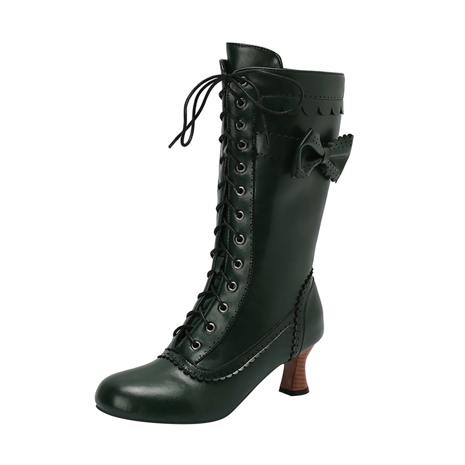 YLYL Vintage Victorian Boots for Women Bow Lace up Goth