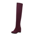 thumbnail image 1 of YLYL Women Wedge Heel Over the Knee Boots Mid Heel Boots Round Toe Slip on Stretch Boots, 1 of 7