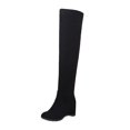 thumbnail image 1 of YLYL Women Wedge Heel Over the Knee Boots Mid Heel Boots Round Toe Slip on Stretch Boots, 1 of 7