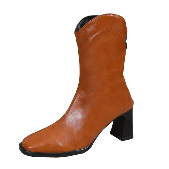 YLYL Women's Cowboy Western Ankle Boots Slip on Chelsea Bootie Stacked Heel Dressy Short Boot