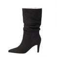 thumbnail image 1 of Guttear Women's High Heel Mid Calf Boots Slouchy Pointed Toe Fall Boots, 1 of 9