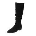 thumbnail image 1 of YLYL Women's Knee High Boots Flat Low Heel Slouch Pointed Toe Winter Shoes with Side Zipper Wide Calf Boots, 1 of 8