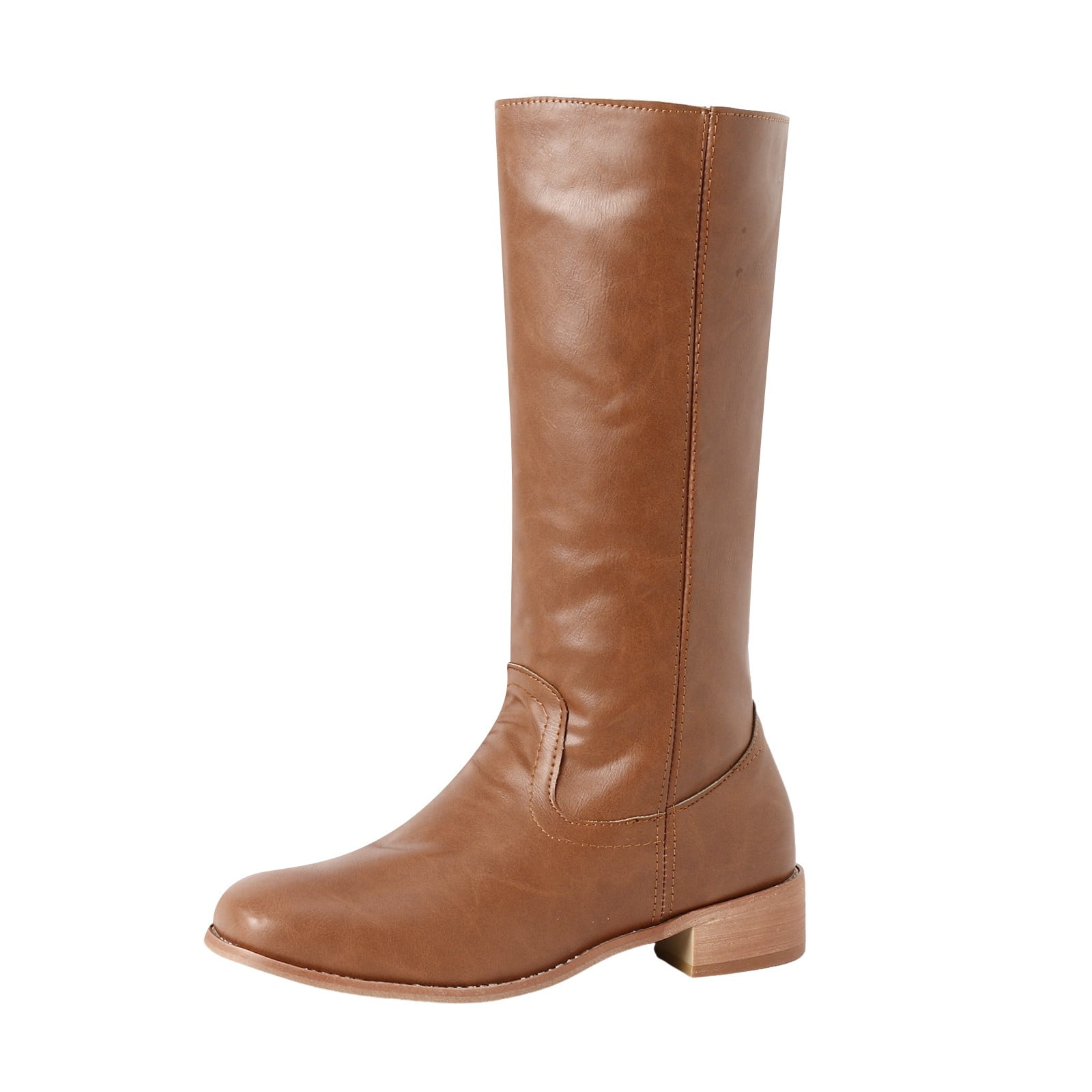 SUIARA Women's Knee High Boots - Square Toe Chunky Heel Banana Boots, Wide Calf, Comfortable Riding Boots