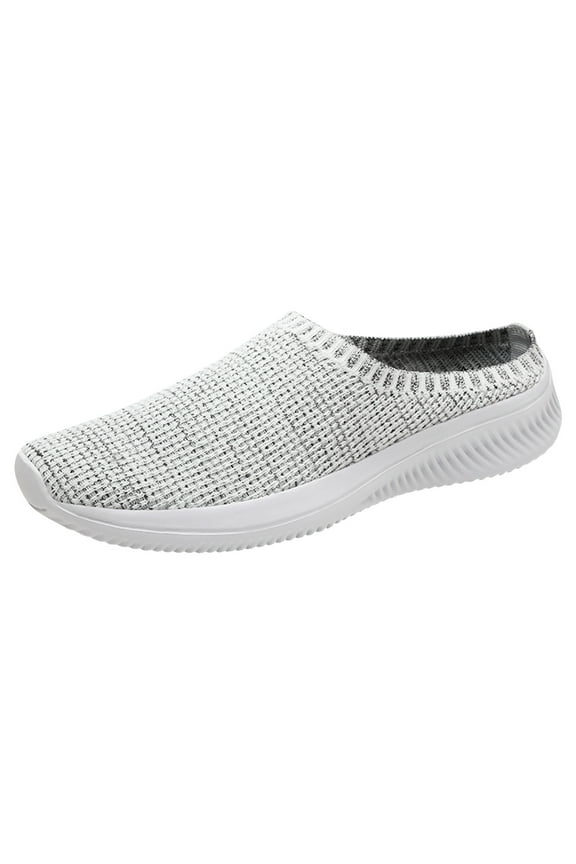 Women's Mesh Breathable Platform Air Cushion Mules Clogs Casual Slip-ons Open Back Walking Sneaker Slippers Arch Support Wedge Rocker Shoes
