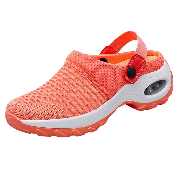 Guttear Women's Slip-on Mule Sneakers Breathable Air Cushion Wedge Backless Walking Shoe Lightweight Platform Orthotic Clog Casual Shoe