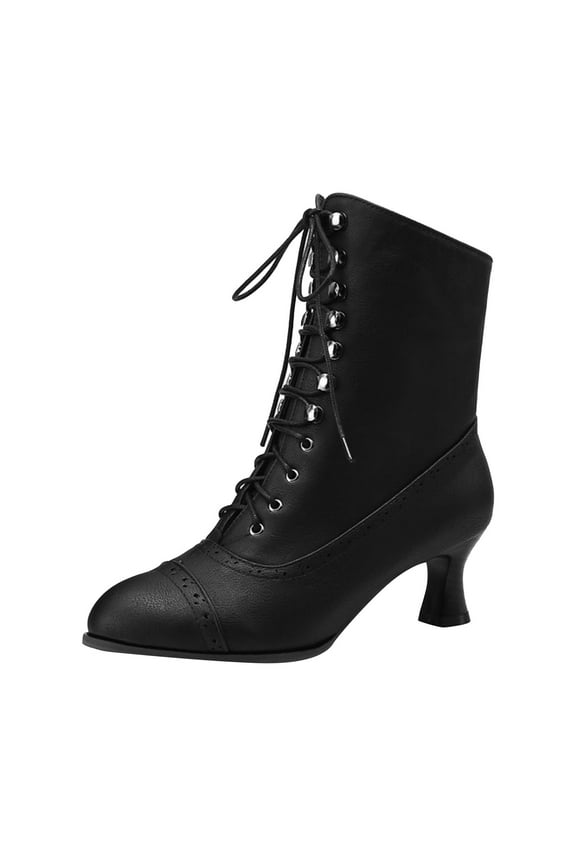 Women's Victorian Boots Side Zipper Ankle Round Toe Boots Steampunk Gothic Boots