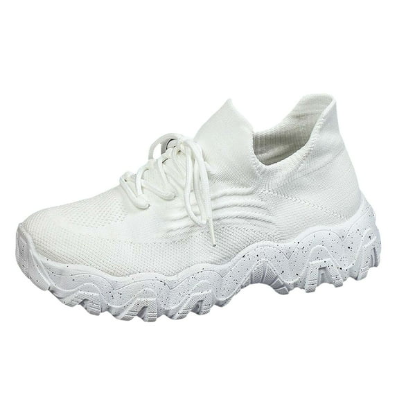 Guttear Womens Athletic Shoes Arch Support Non Slip Work Shoes Breathable Knit Upper Lightweight Shoes