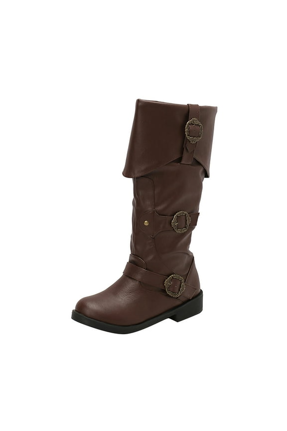 Womens Flat Boots Mid Calf Low Heel Fall Slouchy Cowgirl Boots