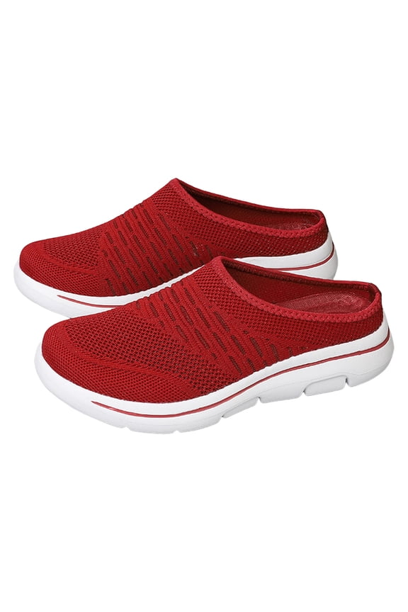 Womens Mesh Mules Slip on Shoes Backless Sneakers Knit Flats Non-Slip Walking Shoes