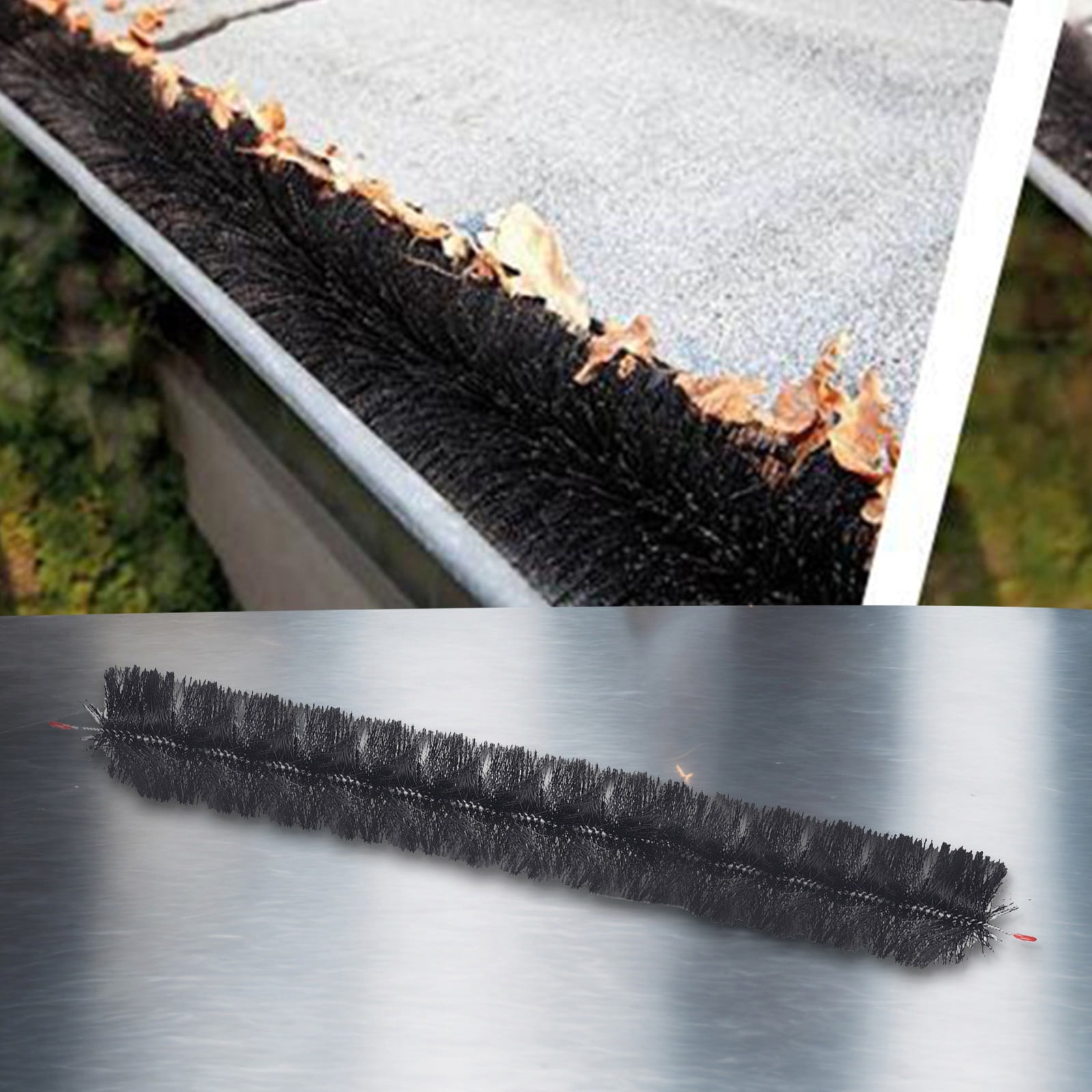 Gutter Brush Leaf Guard – 4 Inch Diameter, 39 Inch Length, Stainless Steel Core, Flexible Nylon Bristles For Easy Installation