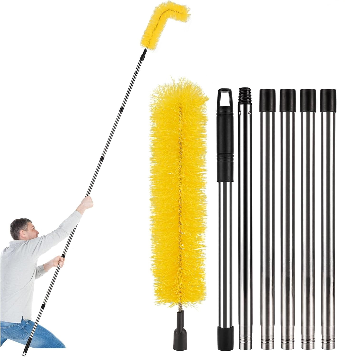 Gutter Cleaning Brush Extendable Pole 86.6inch Roofing Gutter