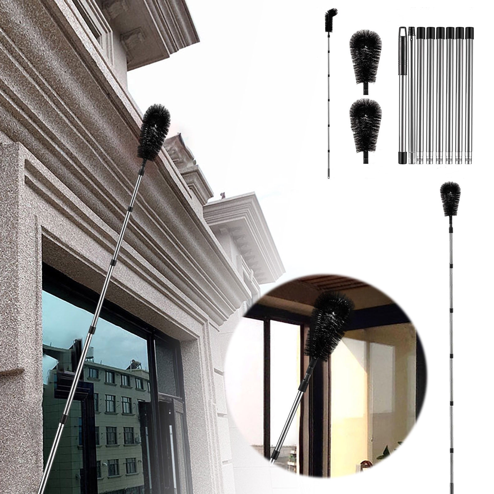 Gutter Cleaning Brush Roofing Tool With 8Pcs Telescopic Extendable Pole